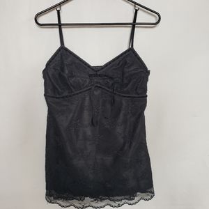 Velvet Spagetti Strap Lace Overlay Camisole